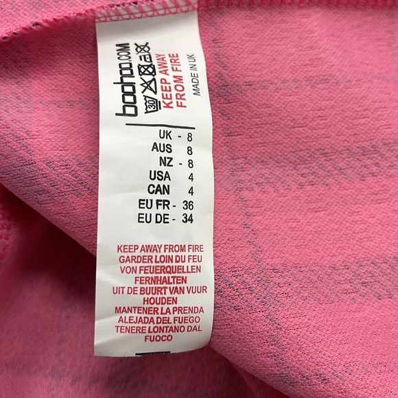 Boohoo NWT Pink Check Box Plaid Pleat Skater Mini Skirt Size 4 - Picture 5 of 6